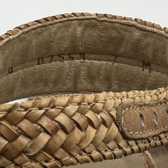 Stuart Weitzman Minx Tan Woven Leather Ankle Strap Cork Wedge Sandals Women’s 7 - Picture 13 of 16